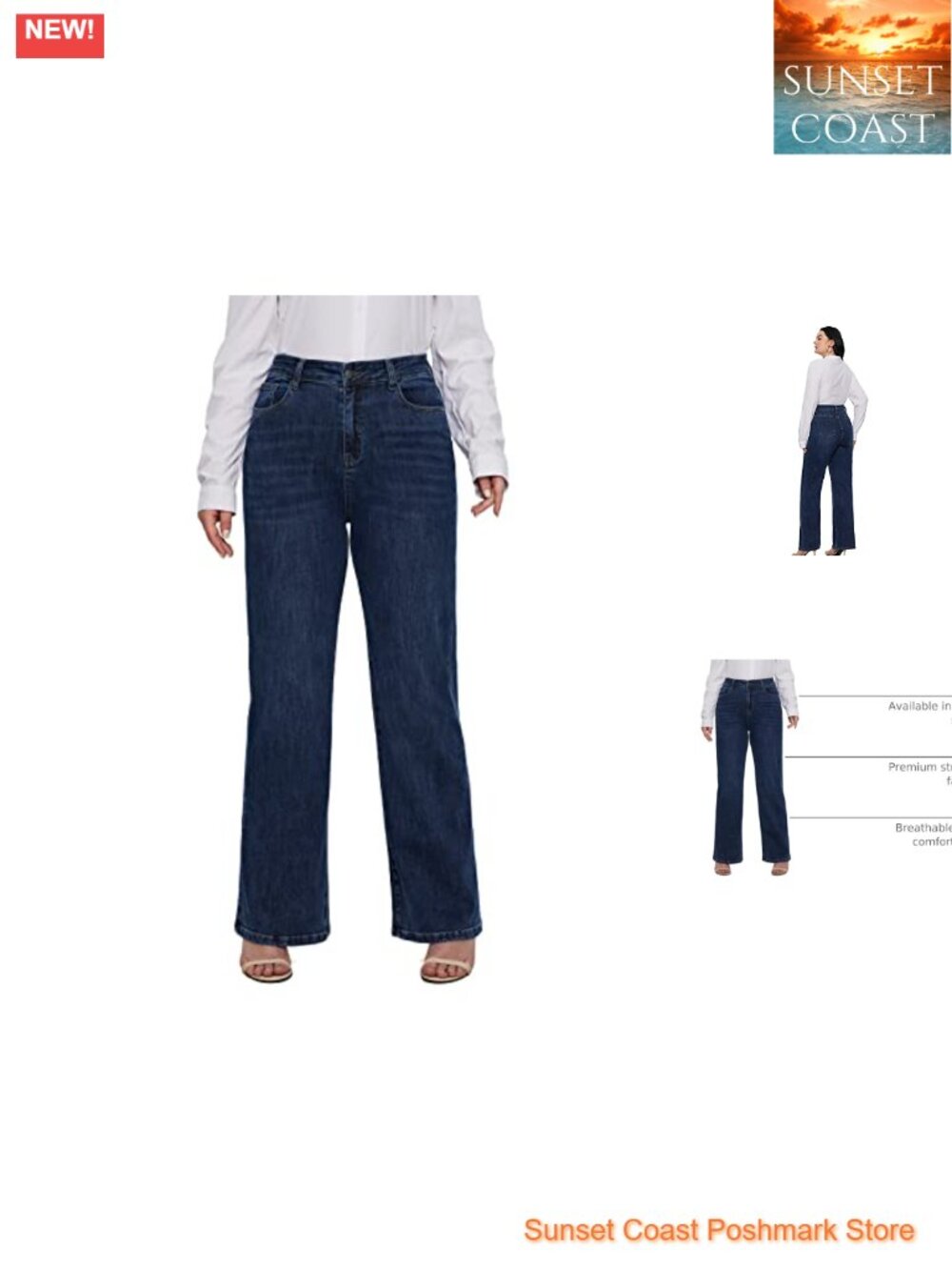 Plus Size Baggy Jeans Women Wide Leg High Waist Stretch Denim Pants